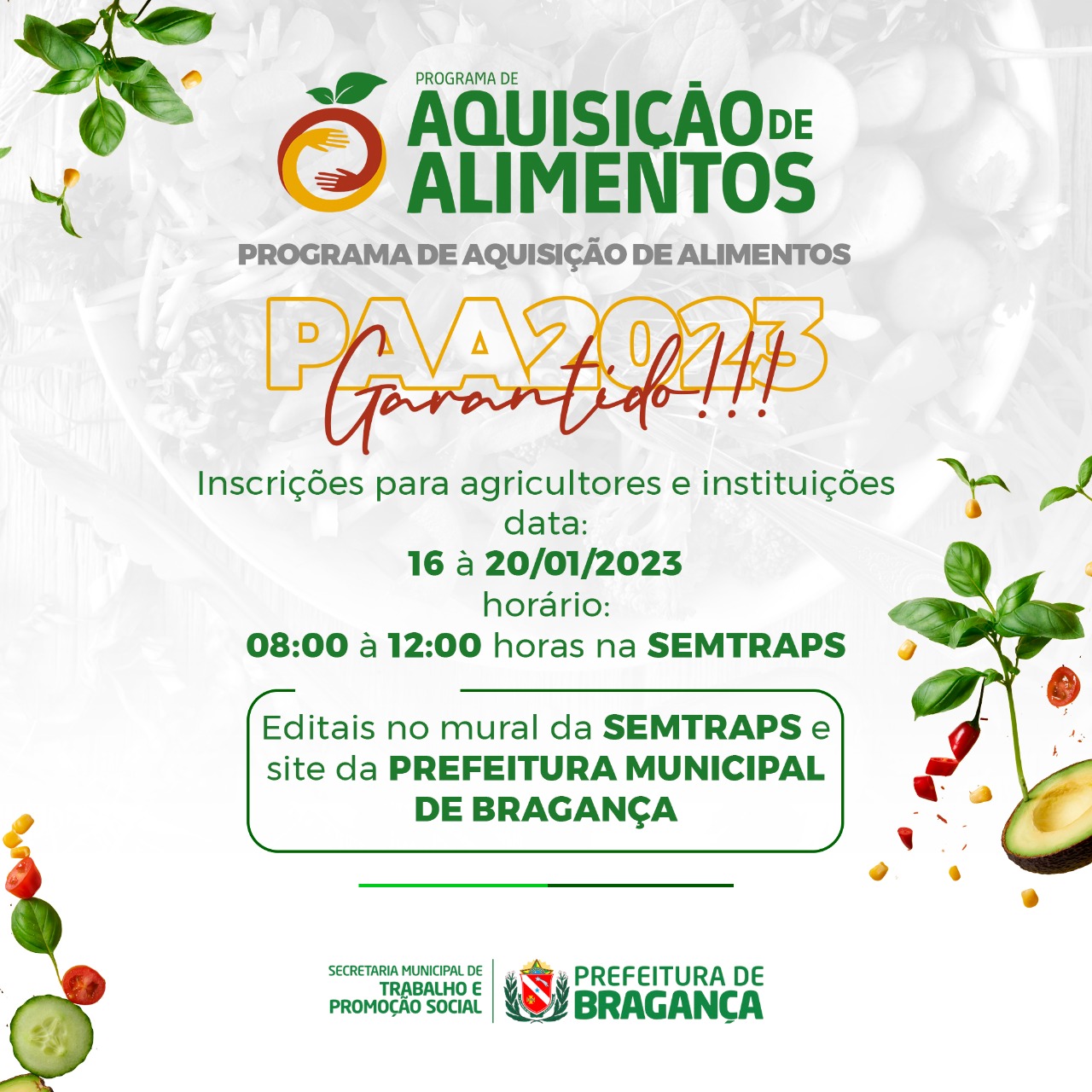 PROGRAMA DE AQUISIÇÃO DE ALIMENTOS-PAA/2023.
