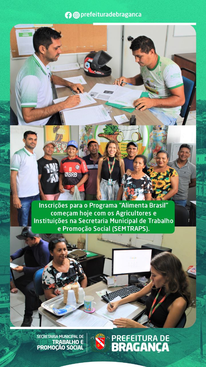 INSCRIÇÕES PARA O PROGRAMA “ALIMENTA BRASIL” COMEÇAM HOJE.