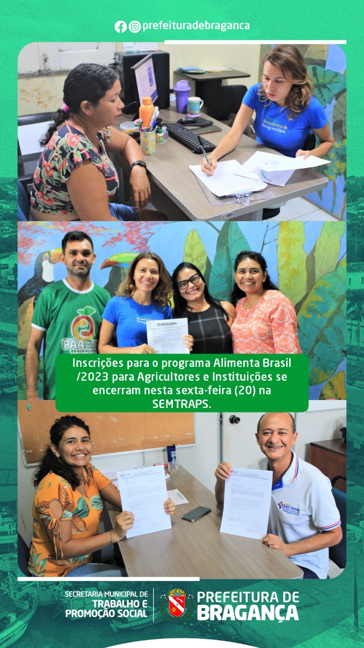 INSCRIÇÕES PARA O PROGRAMA ALIMENTA BRASIL SE ENCERRAM NESTA SEXTA-FEIRA.