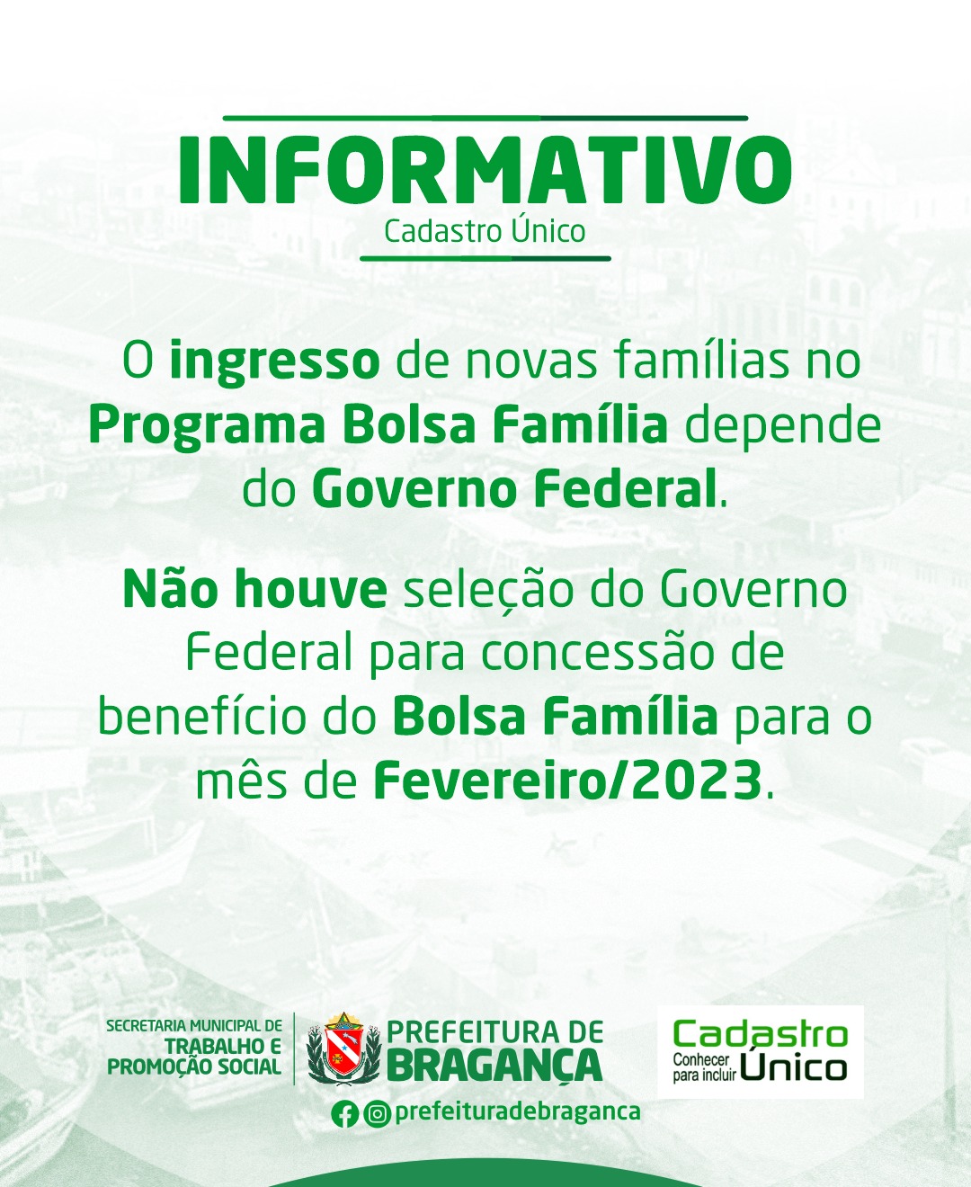 INFORMATIVO CADASTRO ÚNICO.