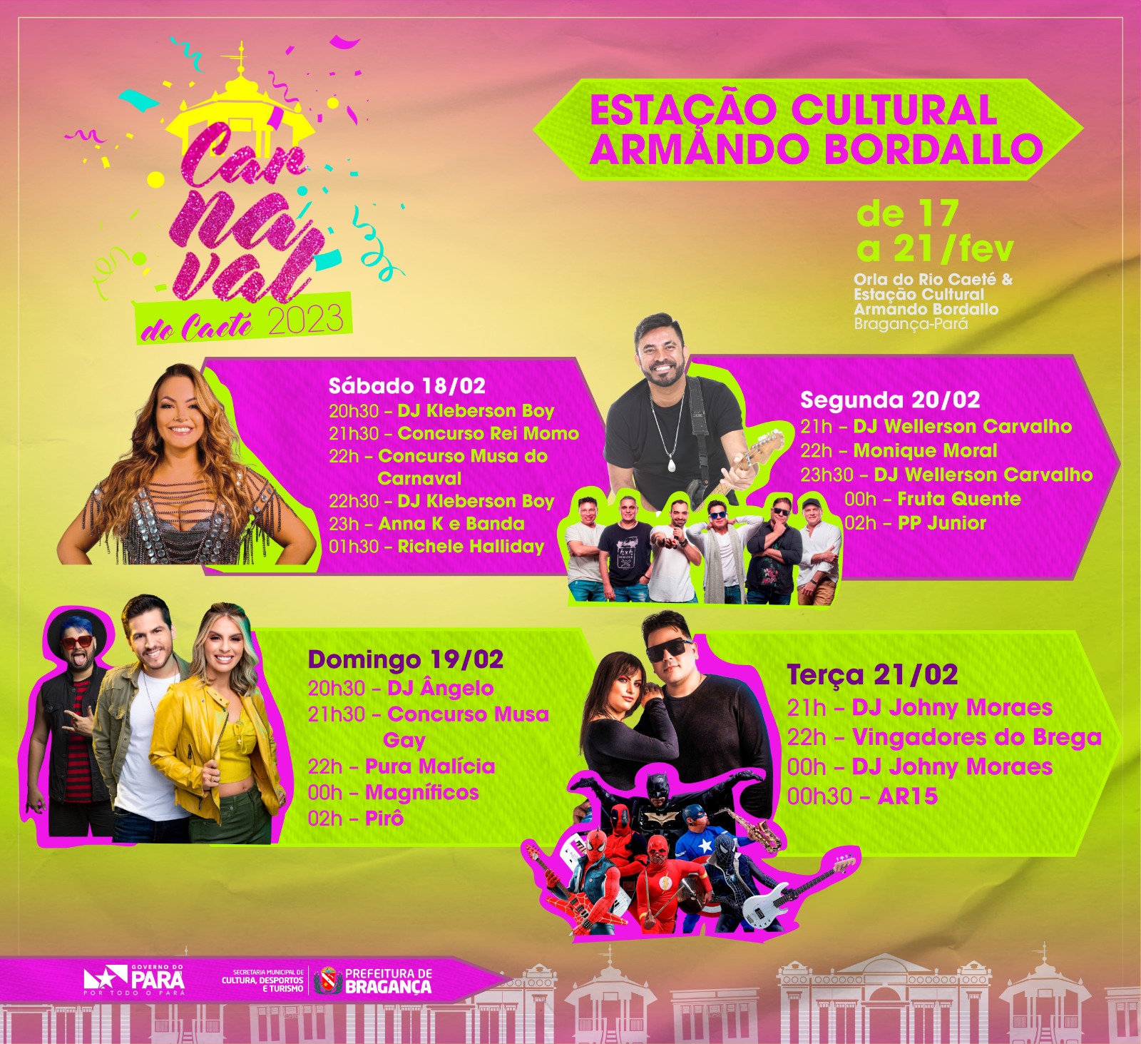 CONFIRA A PROGRAMAÇÃO OFICIAL DO CARNAVAL DO CAETÉ 2023