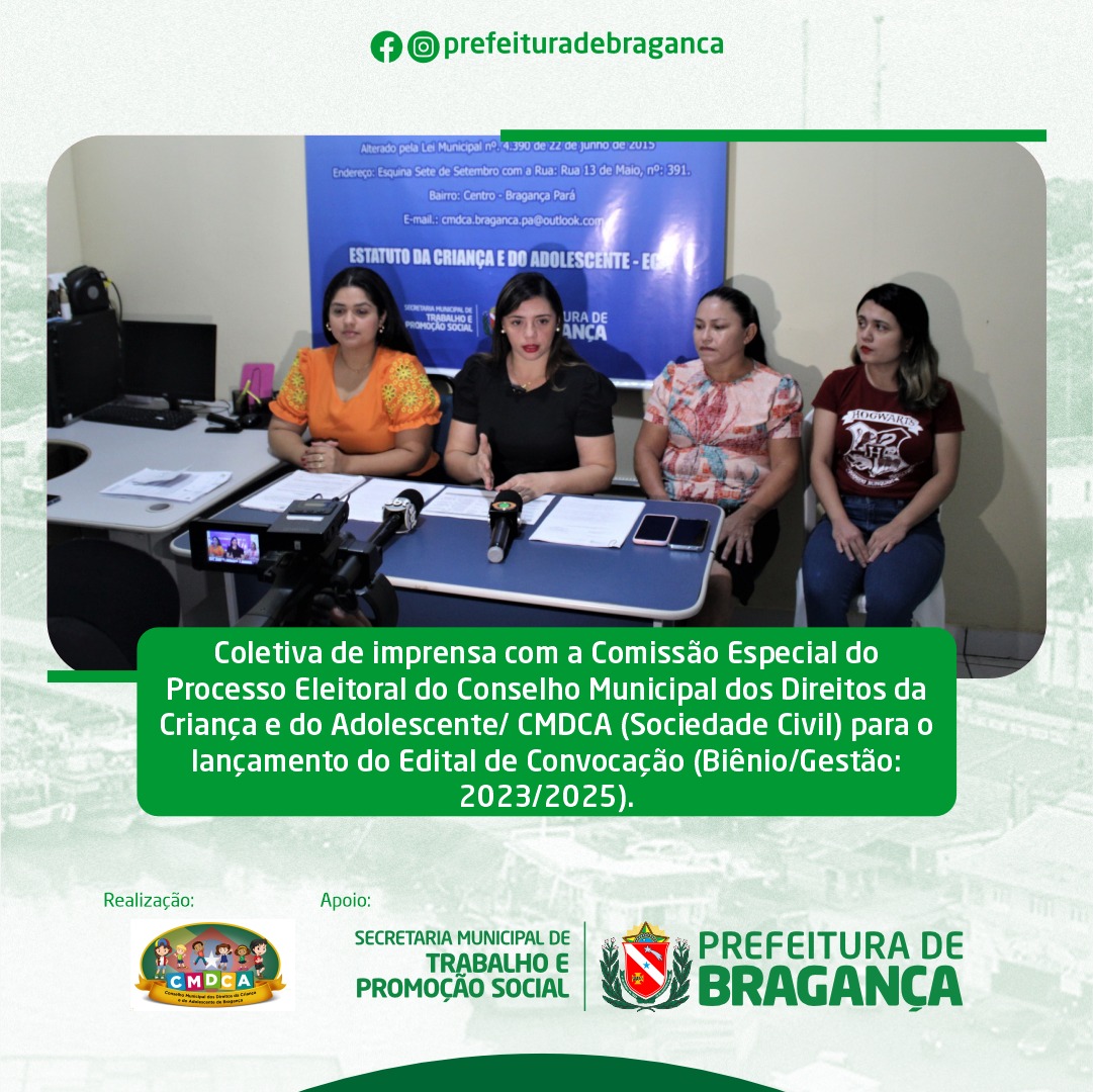 COLETIVA DE IMPRENSA COM A COMISSÃO ESPECIAL DO PROCESSO ELEITORAL CMDCA