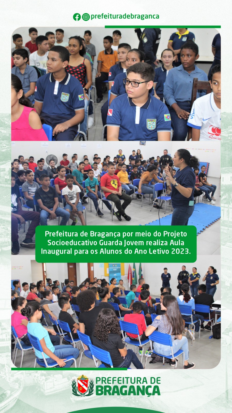 PROJETO GUARDA JOVEM REALIZA AULA INAUGURAL PARA OS ALUNOS DO ANO LETIVO 2023.