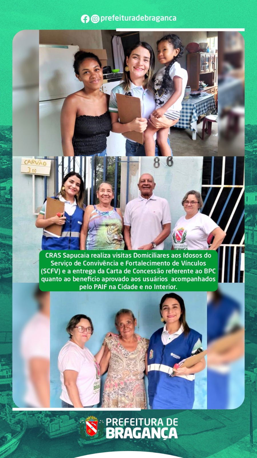 CRAS SAPUCAIA REALIZA VISITAS DOMICILIARES.