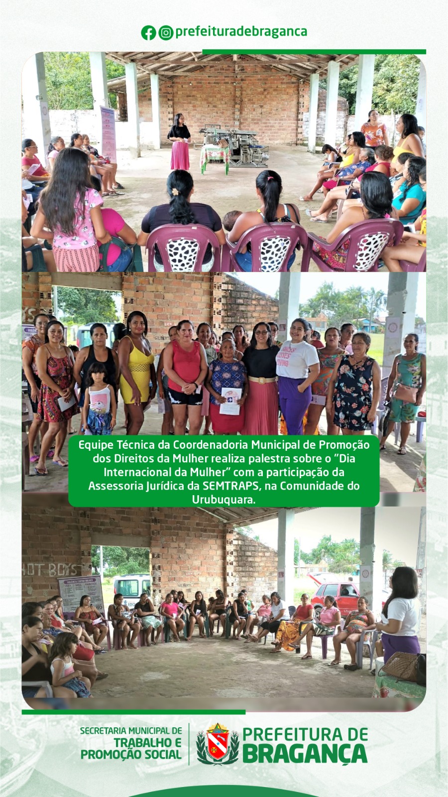 PALESTRA SOBRE O DIA INTERNACIONAL DA MULHER NA COMUNIDADE DO URUBUQUARA.
