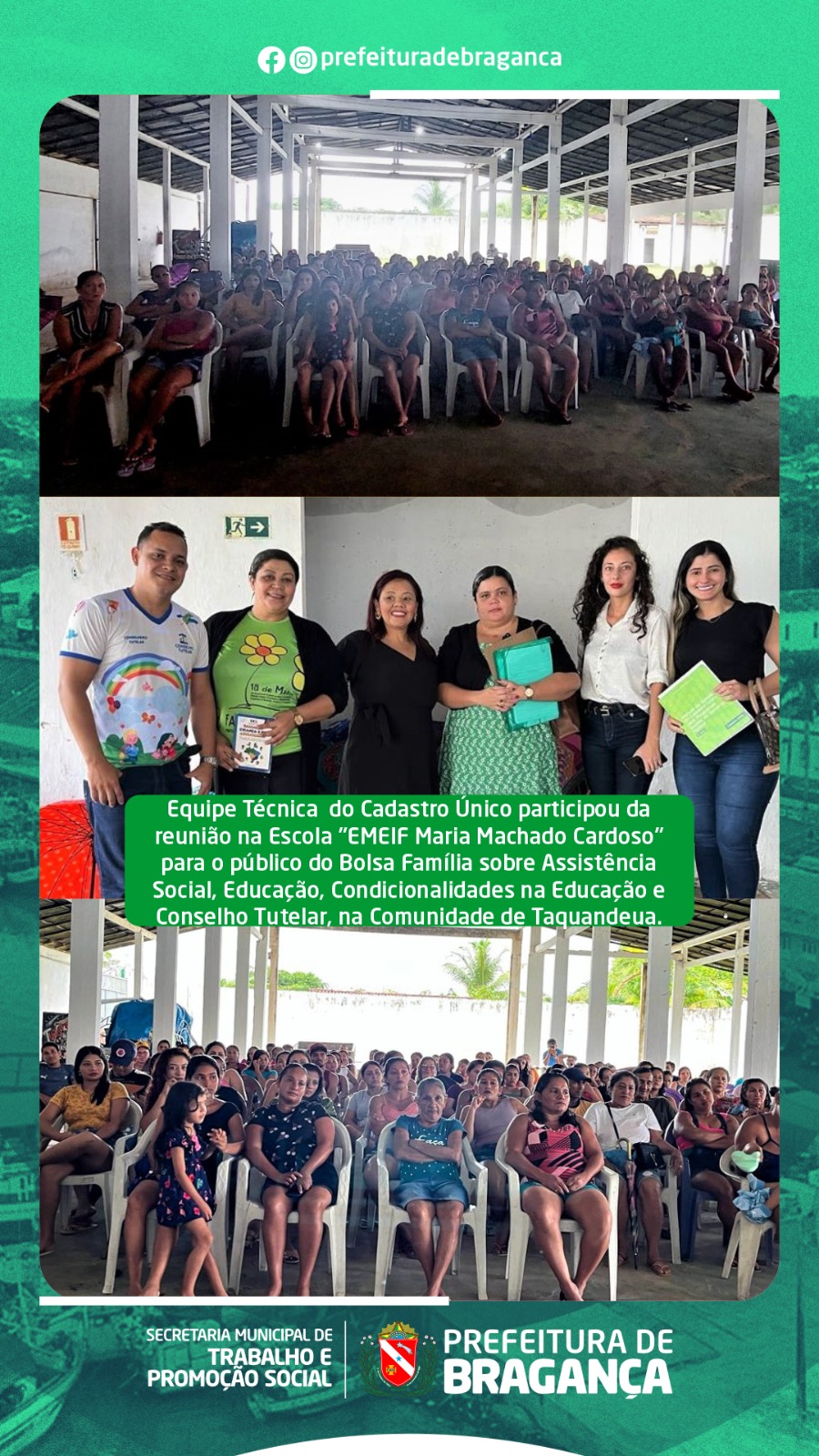 EQUIPE TÉCNICA DO CADASTRO ÚNICO PARTICIPOU DA REUNIÃO NA ESCOLA “EMEIF MARIA MACHADO CARDOSO”