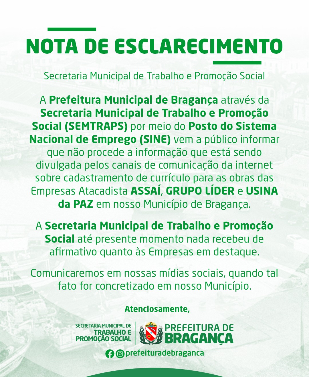 NOTA DE ESCLARECIMENTO