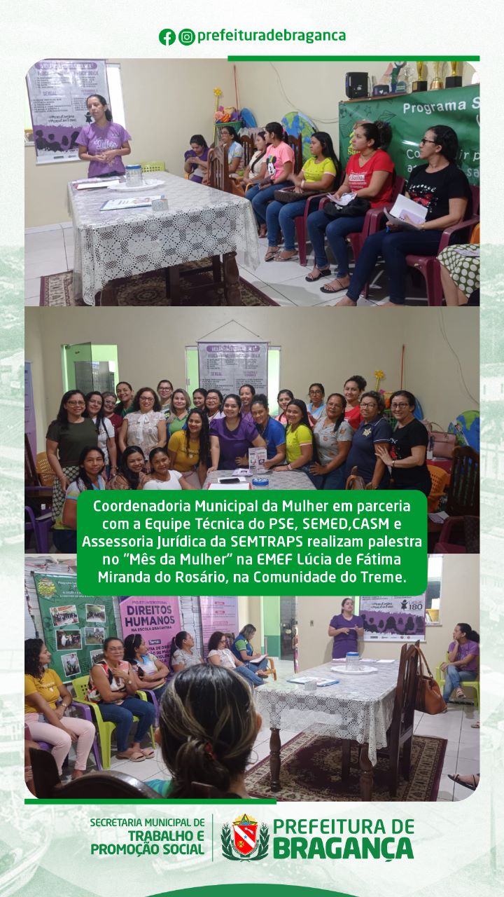 PALESTRA NO “MÊS DA MULHER” NA COMUNIDADE DO TREME.