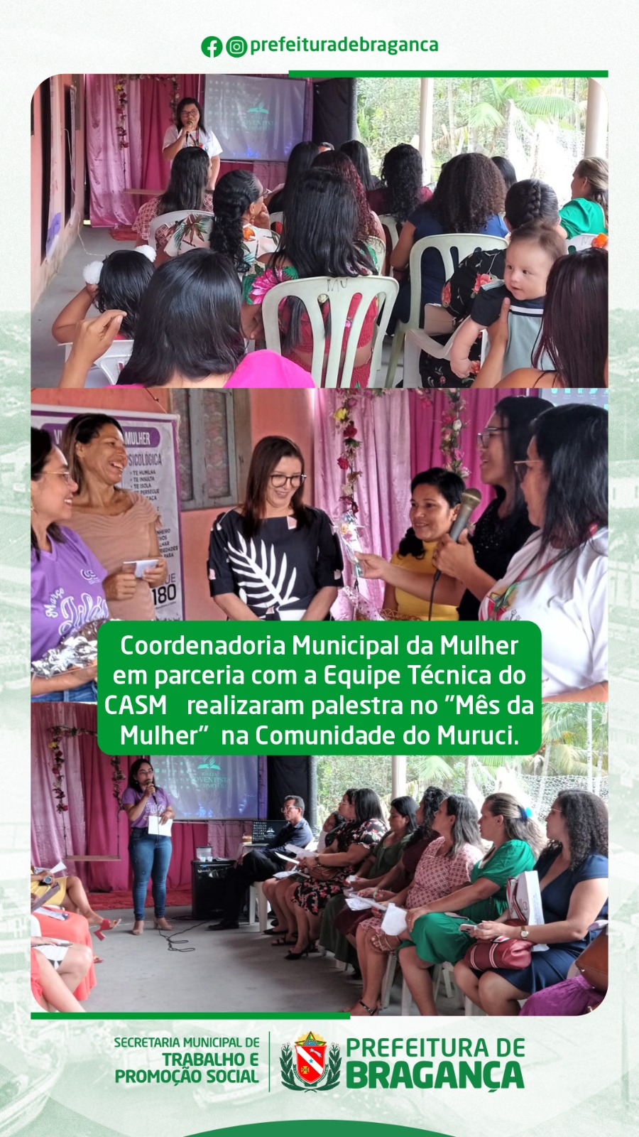PALESTRA NO “MÊS DA MULHER” NA COMUNIDADE DO MURUCI.