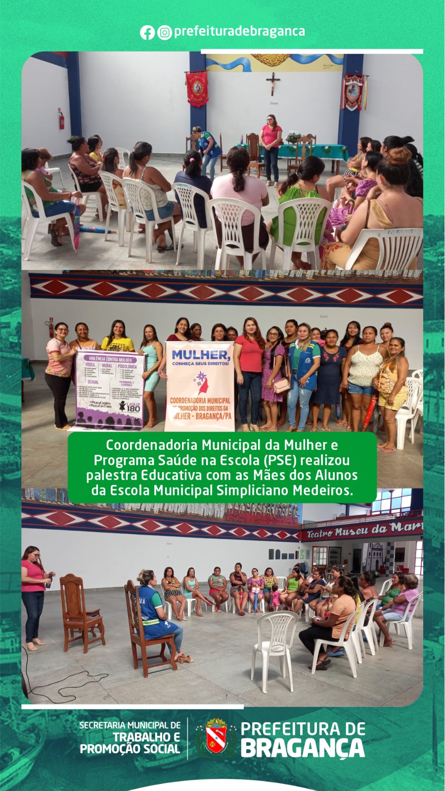 PALESTRA EDUCATIVA COM AS MÃES DOS ALUNOS DA ESCOLA MUNICIPAL SIMPLICIANO MEDEIROS.