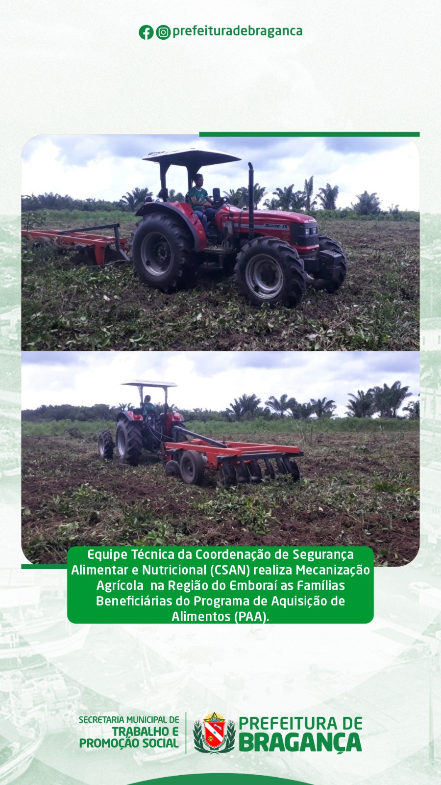 MECANIZAÇÃO AGRÍCOLA NA REGIÃO DO EMBORAÍ.