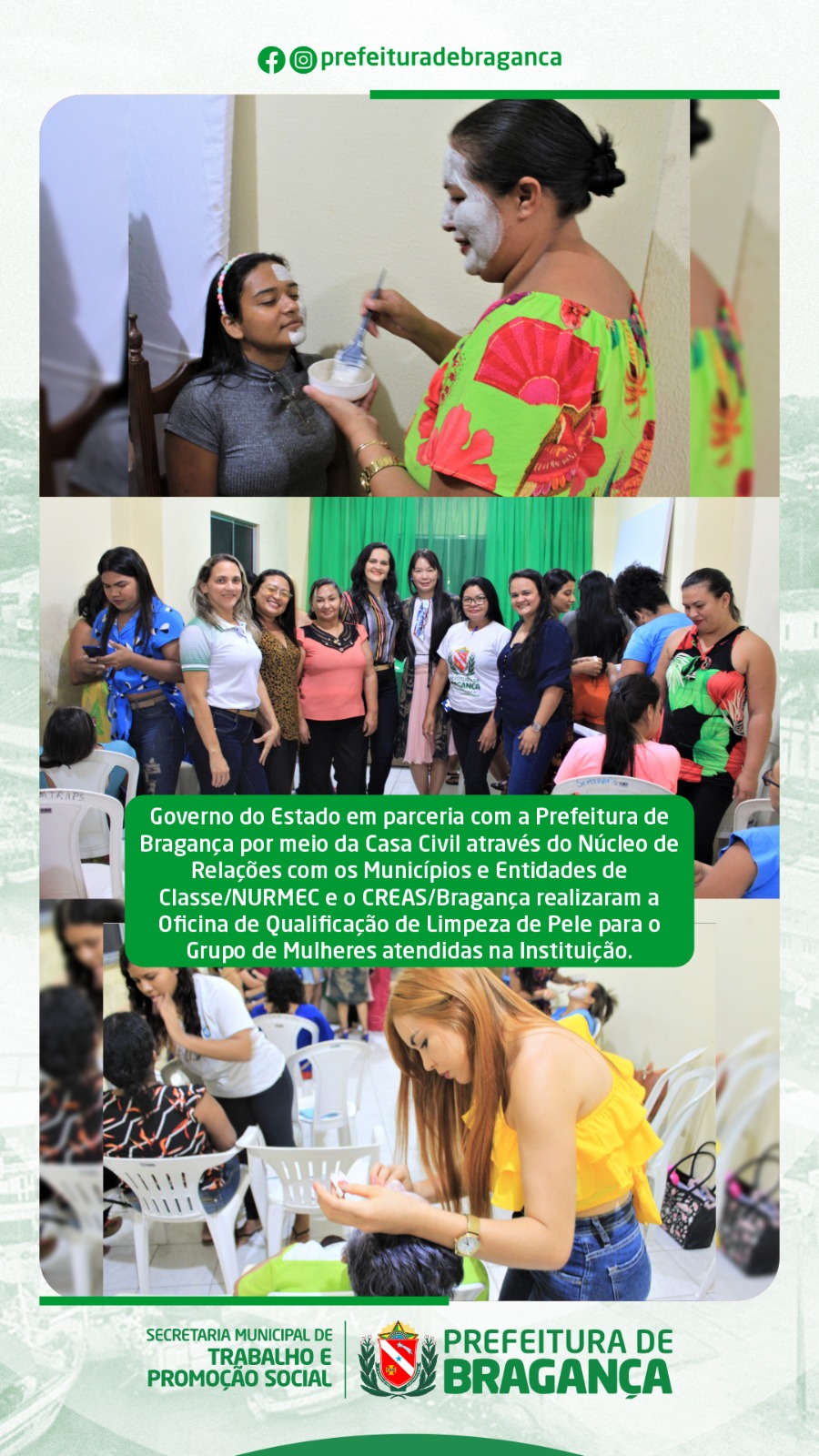OFICINA DE QUALIFICAÇÃO DE LIMPEZA DE PELE PARA O GRUPO DE MULHERES.