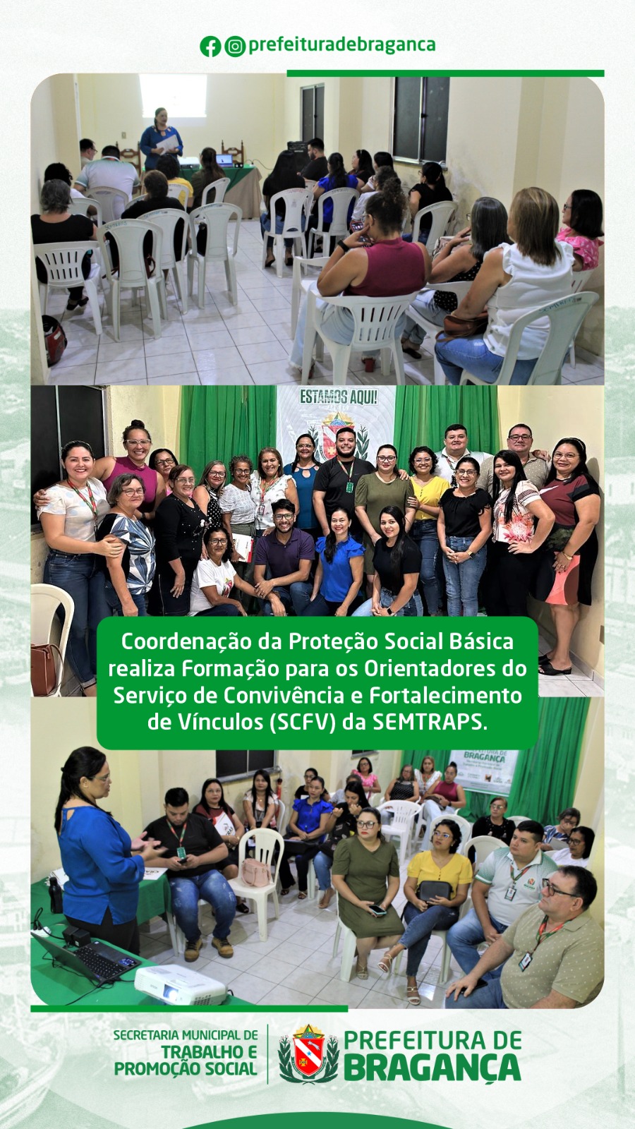 FORMAÇÃO PARA OS ORIENTADORES DO SCFV DA SEMTRAPS.