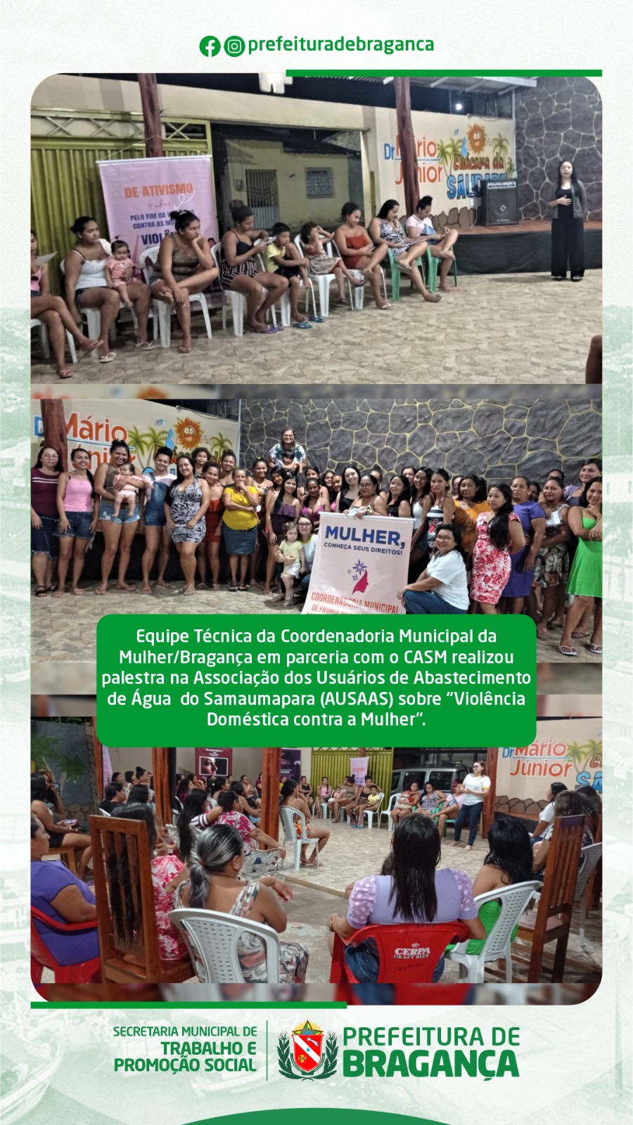 PALESTRA NA ASSOCIAÇÃO DOS USUÁRIOS DE ABASTECIMENTO DE ÁGUA DO SAMAUMAPARA.