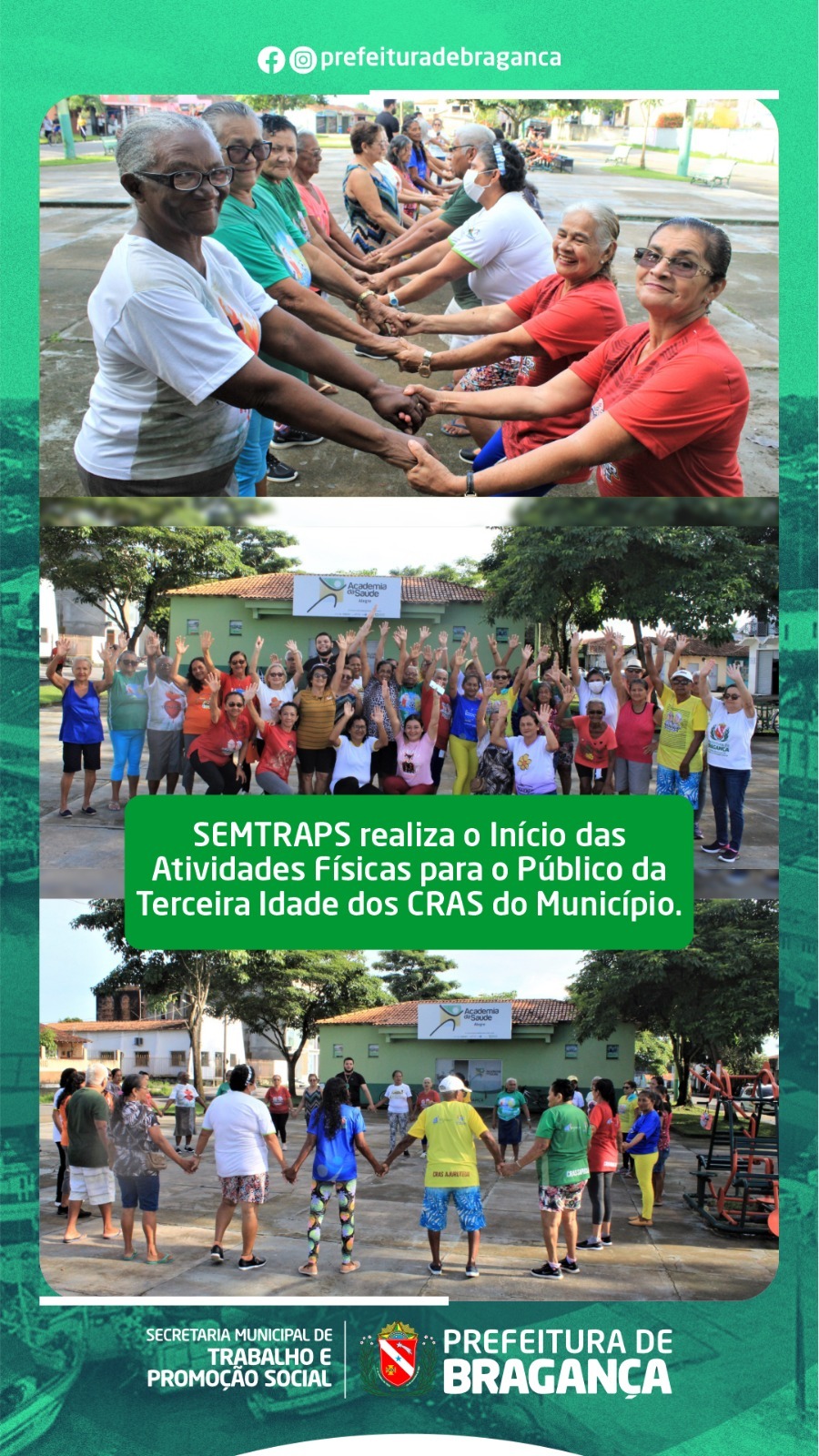 INÍCIO DAS ATIVIDADES FÍSICAS PARA O PÚBLICO DA TERCEIRA IDADE.