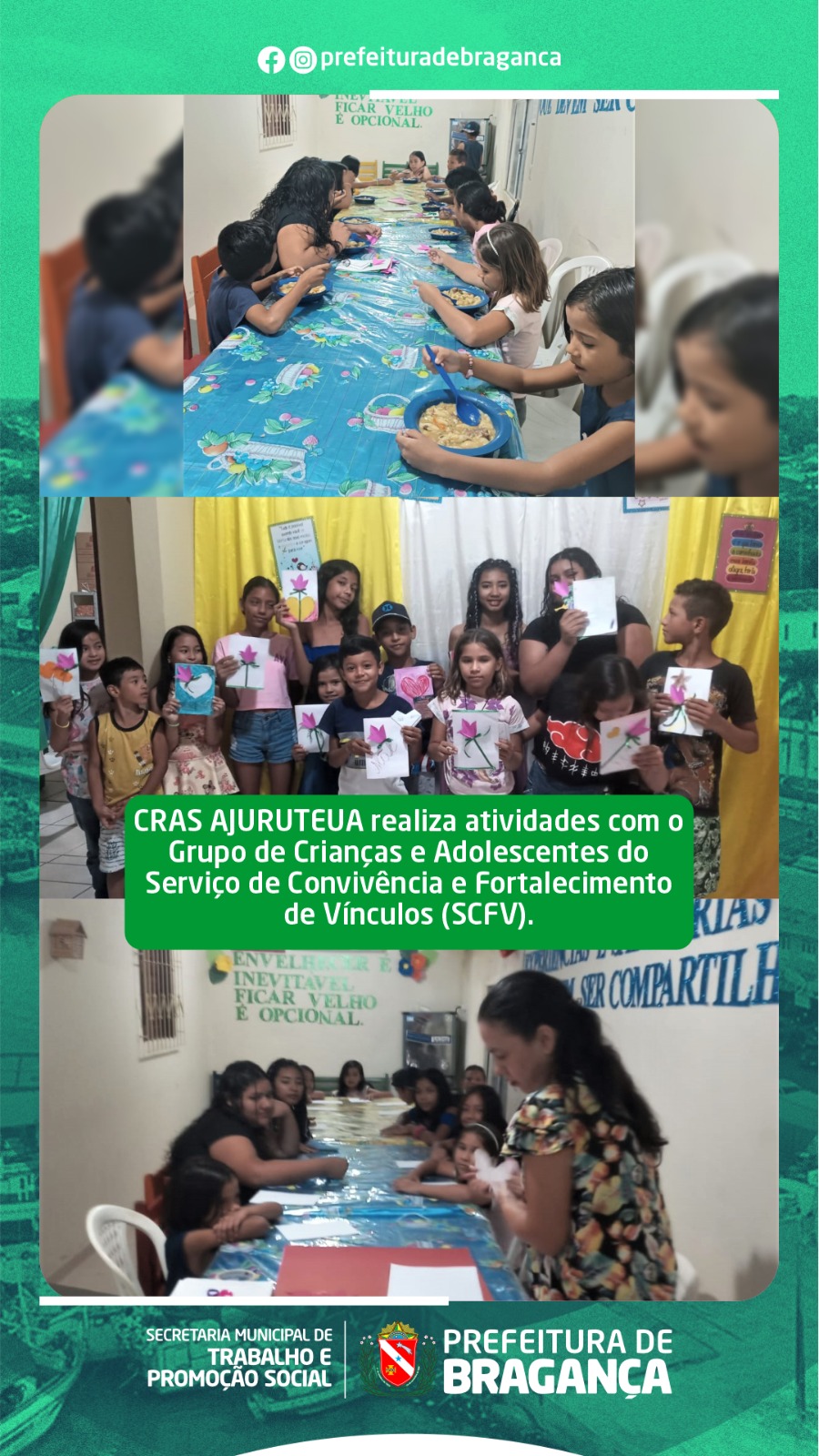ATIVIDADES COM O GRUPO DE CRIANÇAS E ADOLESCENTES DO SCFV.