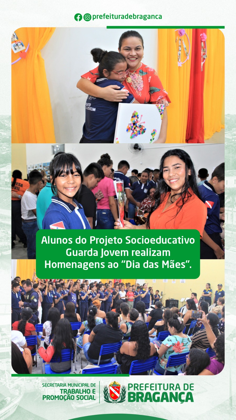 ALUNOS DO PROJETO GUARDA JOVEM REALIZAM HOMENAGENS AO “DIA DAS MÃES”.