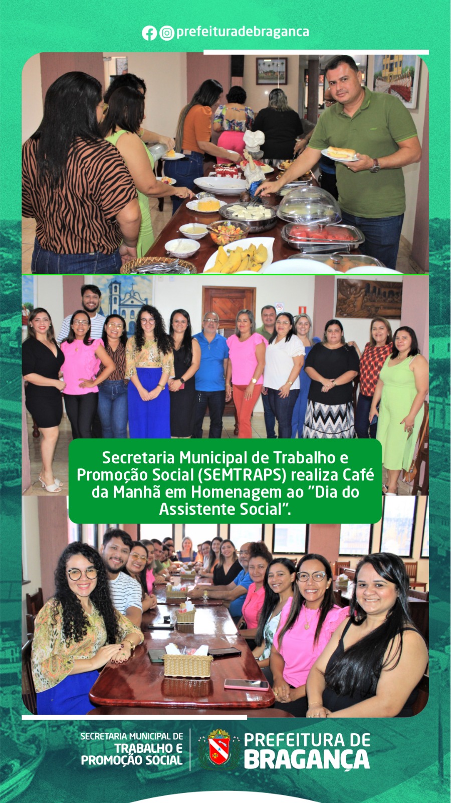 CAFÉ DA MANHÃ EM HOMENAGEM AO DIA DO ASSISTENTE SOCIAL.