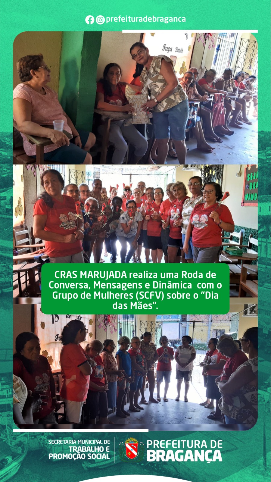 RODA DE CONVERSA, MENSAGENS E DINÂMICA SOBRE O DIA DAS MÃES.