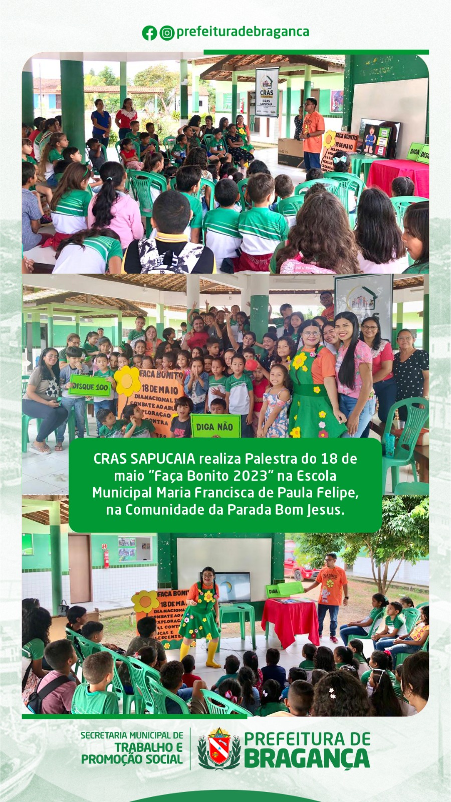 CRAS SAPUCAIA REALIZA PALESTRA DO 18 DE MAIO