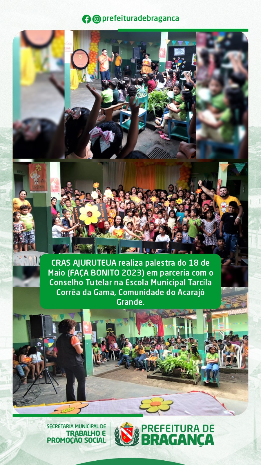 PALESTRA DO 18 DE MAIO NA COMUNIDADE DO ACARAJÓ GRANDE.