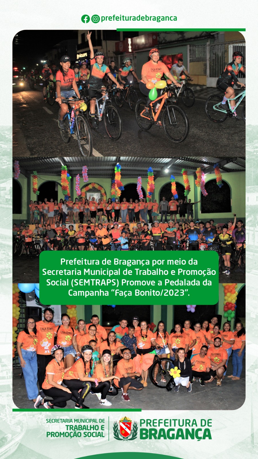 SEMTRAPS PROMOVE A PEDALADA DA CAMPANHA “FAÇA BONITO/2023”.