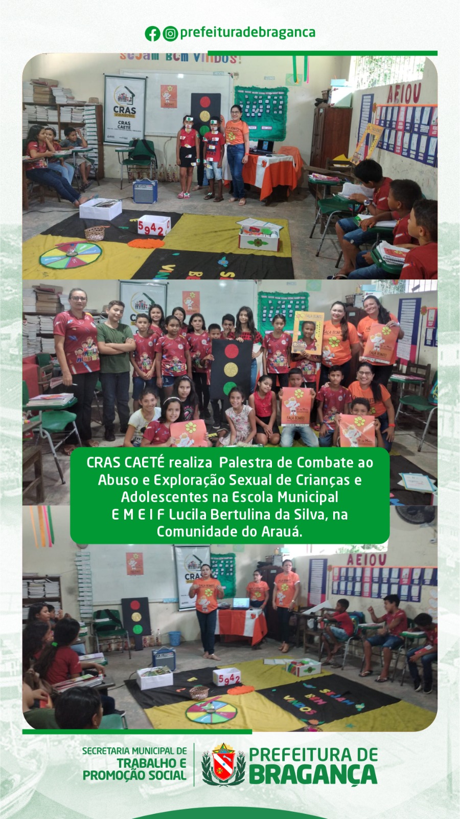 CRAS CAETÉ REALIZA PALESTRA DE COMBATE AO ABUSO E EXPLORAÇÃO SEXUAL