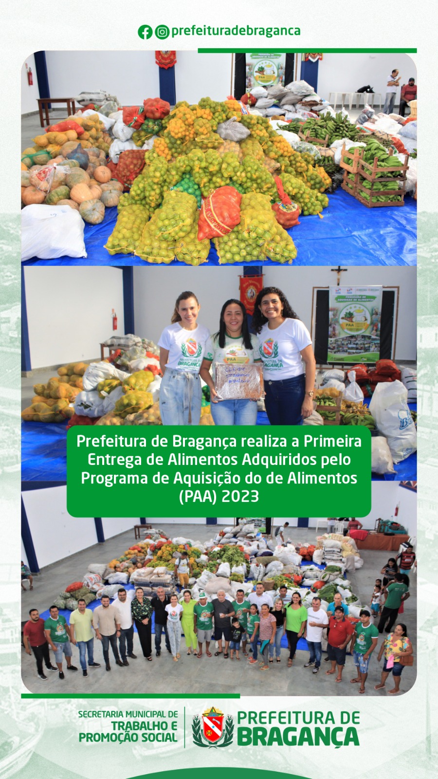 PRIMEIRA ENTREGA DE ALIMENTOS ADQUIRIDOS PELO PAA 2023.