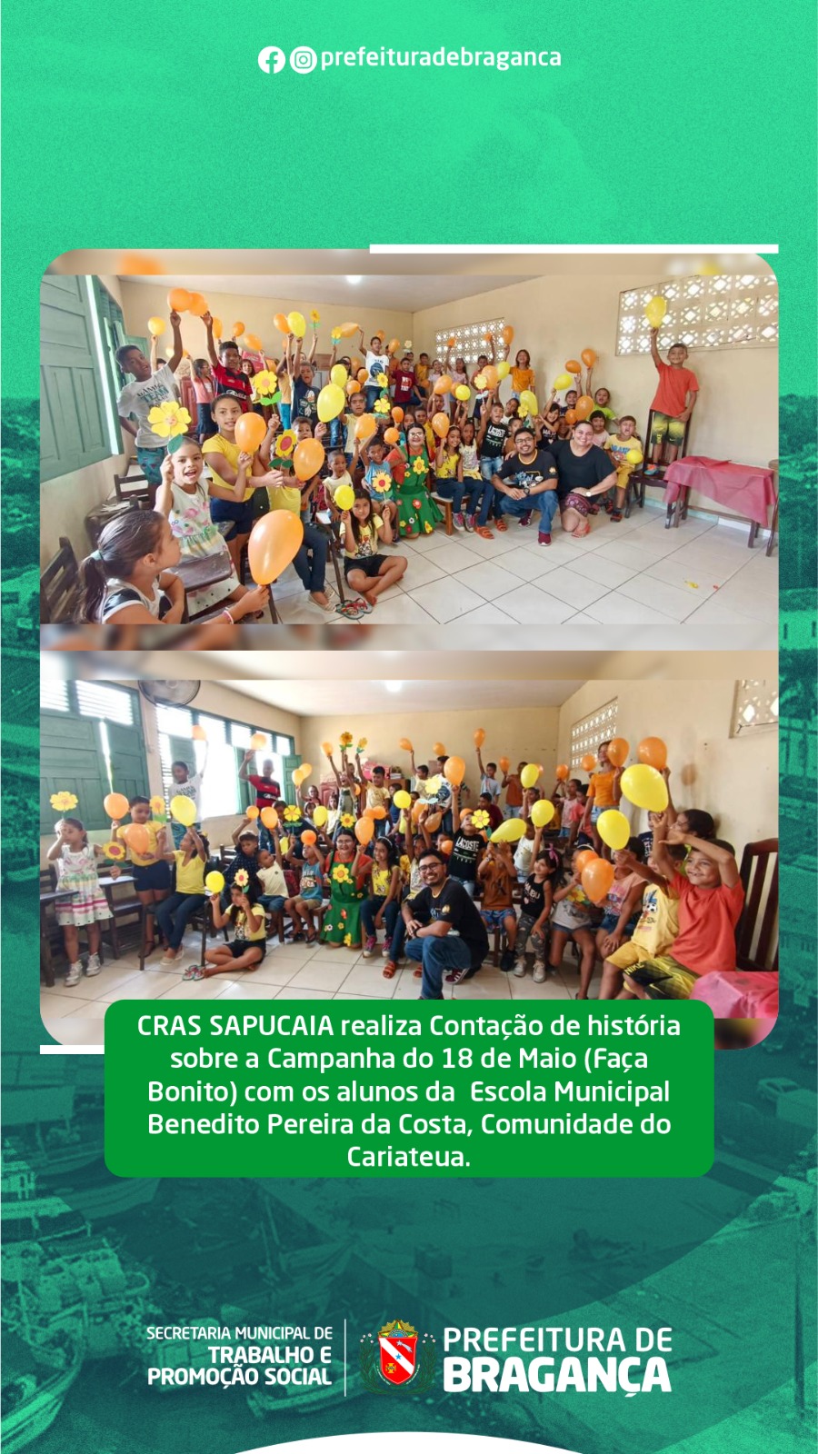 CONTAÇÃO DE HISTÓRIA SOBRE A CAMPANHA DO 18 DE MAIO NA COMUNIDADE DO CARIATEUA.