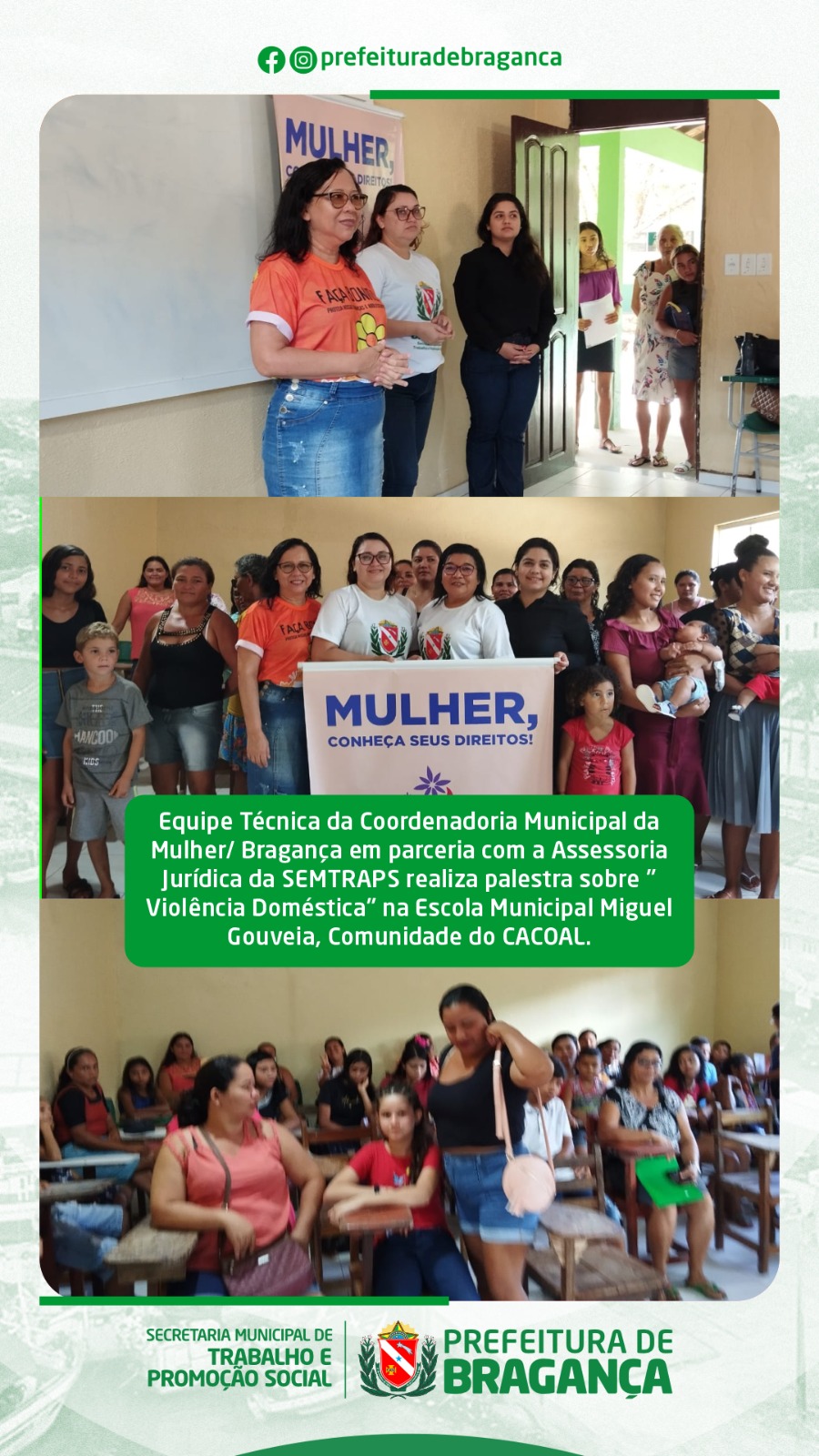 PALESTRA SOBRE ” VIOLÊNCIA DOMÉSTICA” NA COMUNIDADE DO CACOAL.