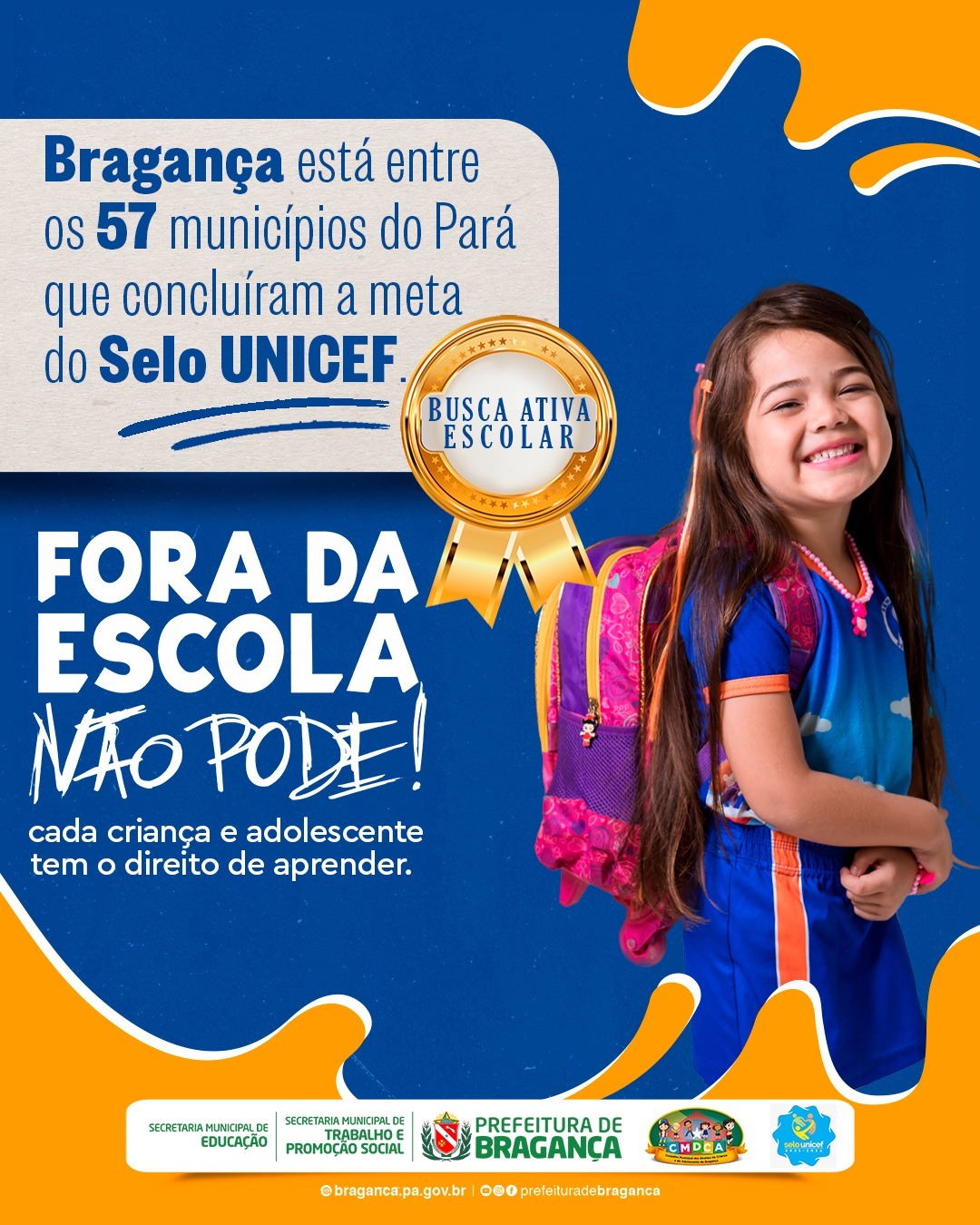 MUNICÍPIO DE BRAGANÇA ALCANÇA A META DO SELO UNICEF.