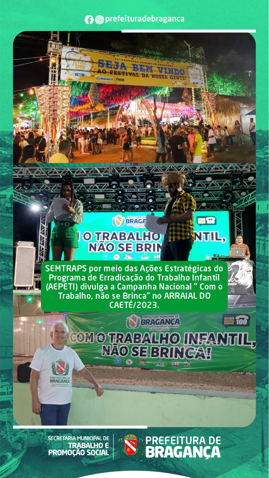 PROGRAMA AEPETI DIVULGA A CAMPANHA NACIONAL NO ARRAIAL DO CAETÉ/2023.
