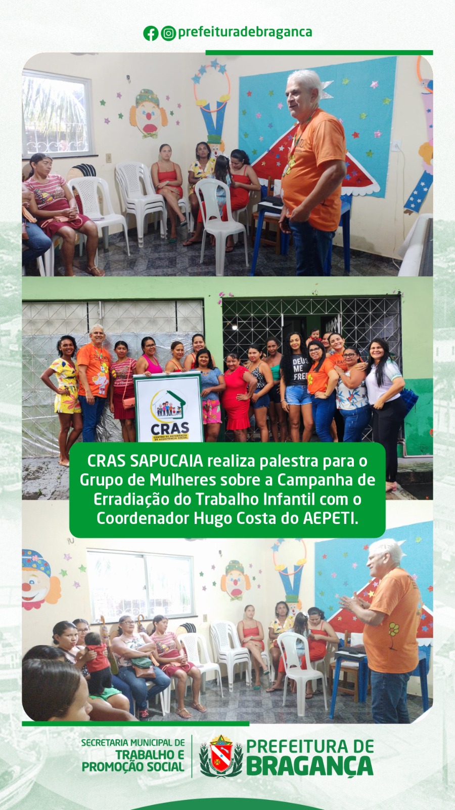 PALESTRA PARA O GRUPO DE MULHERES SOBRE A CAMPANHA DE ERRADICAÇÃO DO TRABALHO INFANTIL.