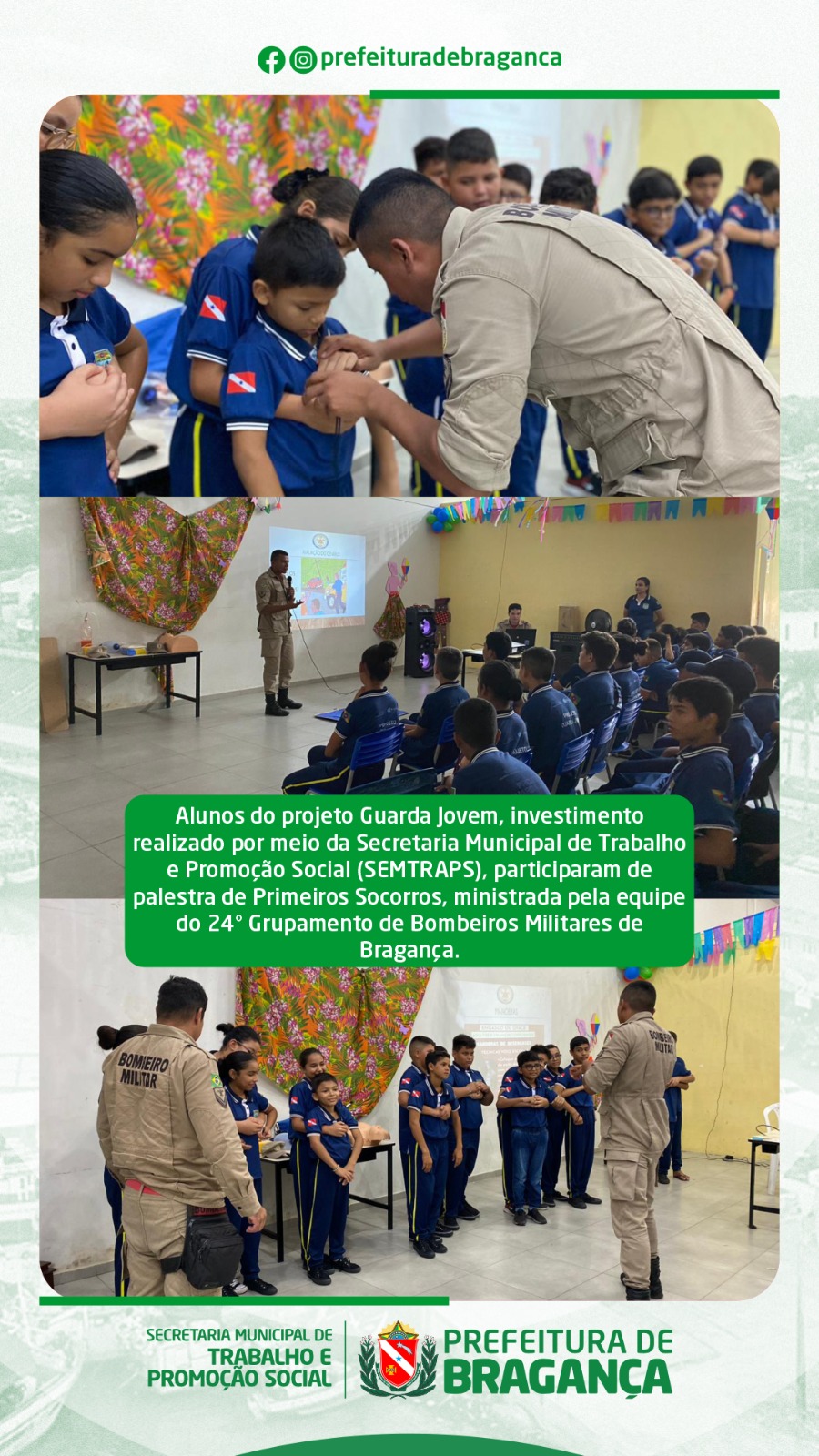 ALUNOS DO PROJETO GUARDA JOVEM, PARTICIPARAM DE PALESTRA DE PRIMEIROS SOCORROS.