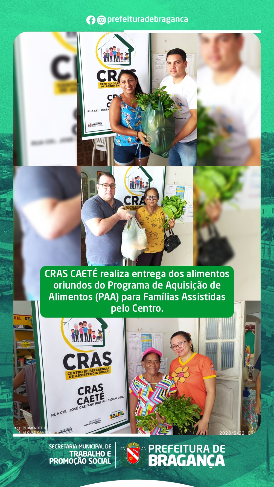 ENTREGA DE ALIMENTOS ORIUNDOS DO PROGRAMA PAA.