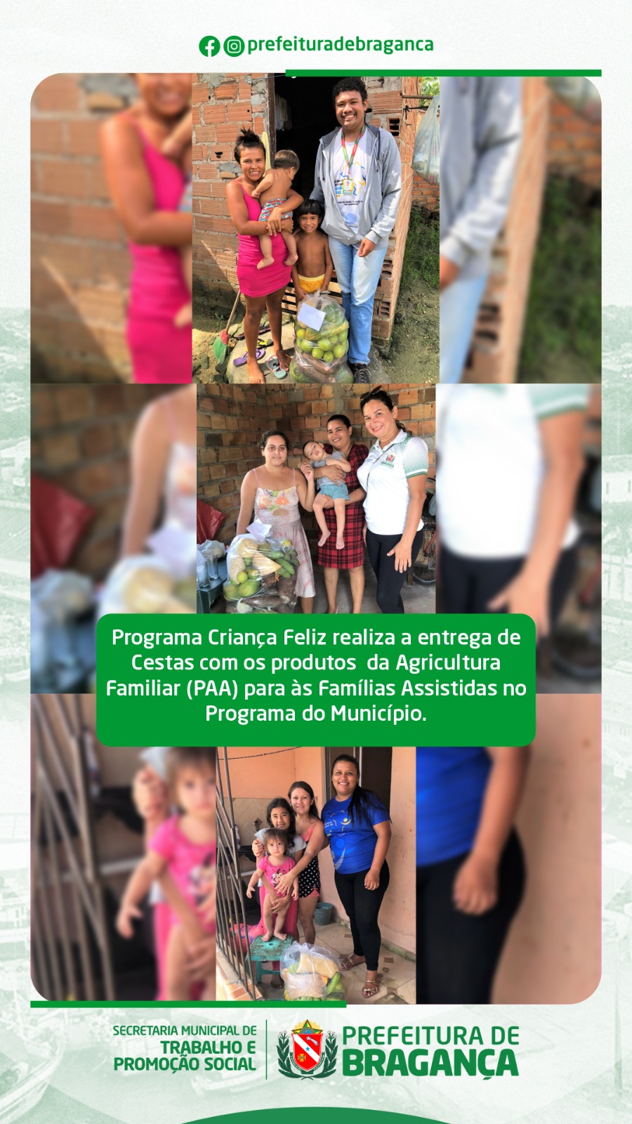 PROGRAMA CRIANÇA FELIZ REALIZA A ENTREGA DE CESTAS COM OS PRODUTOS DA AGRICULTURA FAMILIAR.
