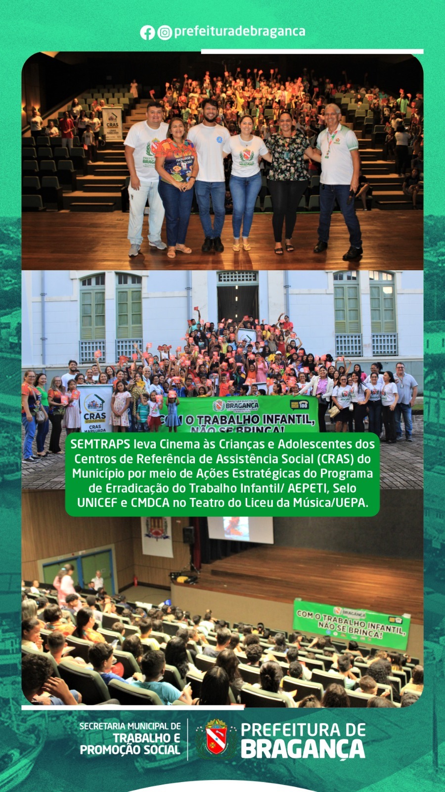 SEMTRAPS LEVA CINEMA ÀS CRIANÇAS E ADOLESCENTES DOS CRAS DO MUNICÍPIO.