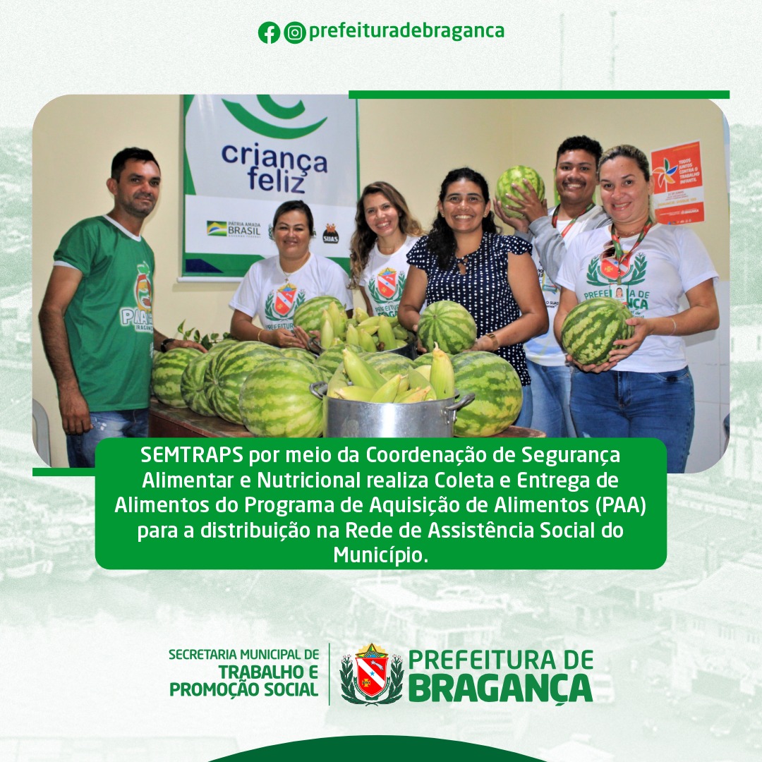 COLETA E ENTREGA DE ALIMENTOS DO PAA PARA A DISTRIBUIÇÃO NA REDE DE ASSISTÊNCIA SOCIAL.