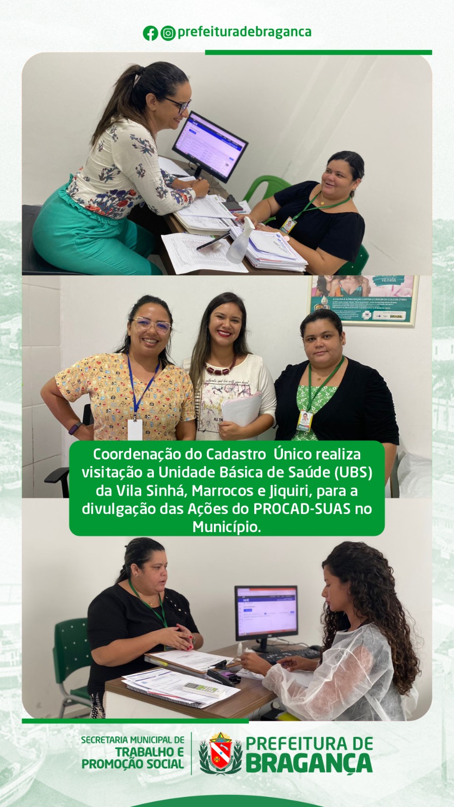 COORDENAÇÃO DO CADASTRO ÚNICO REALIZA VISITAÇÃO AS UBS, PARA A DIVULGAÇÃO DAS AÇÕES DO PROCAD-SUAS.