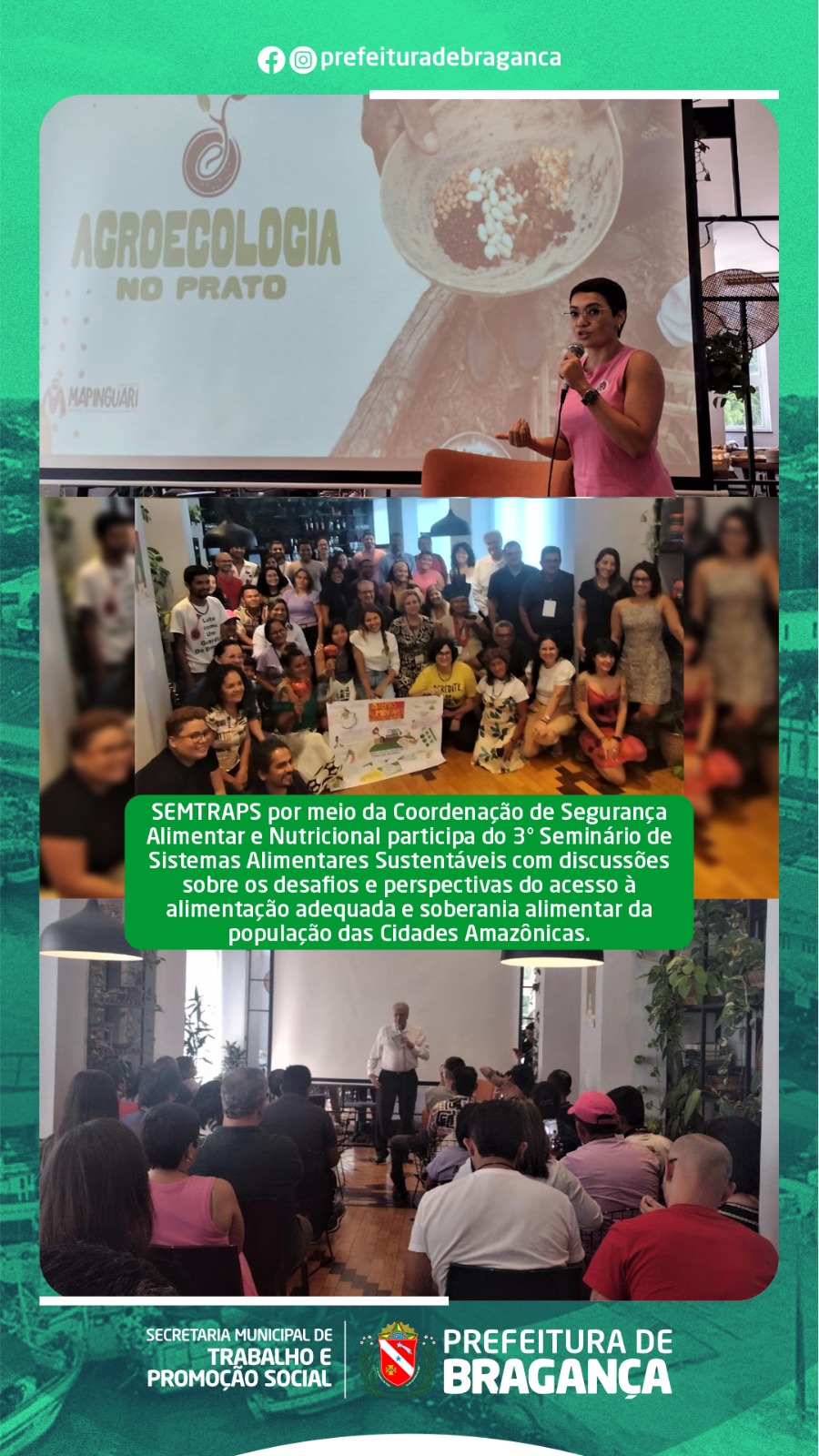 SEMTRAPS PARTICIPA DO 3° SEMINÁRIO DE SISTEMAS ALIMENTARES SUSTENTÁVEIS