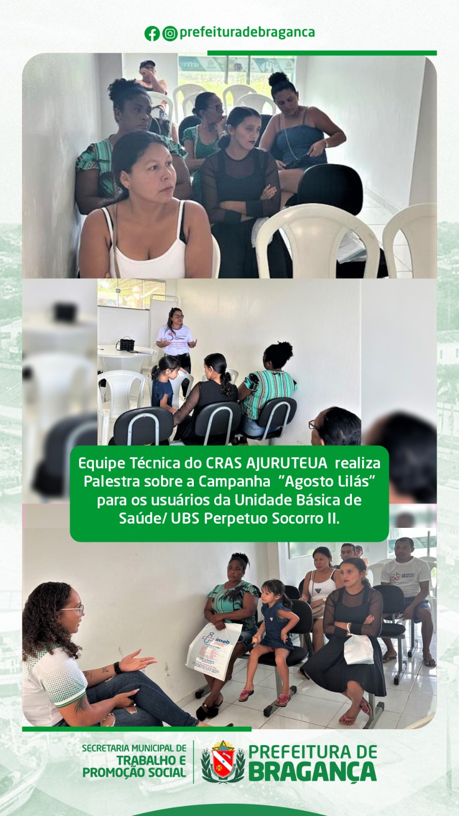 PALESTRA SOBRE A CAMPANHA “AGOSTO LILÁS” PARA OS USUÁRIOS DA UBS PERPETUO SOCORRO II.