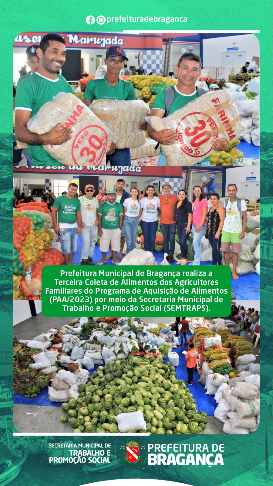 PREFEITURA REALIZA A TERCEIRA COLETA DE ALIMENTOS DOS AGRICULTORES DO PROGRAMA PAA/2023.