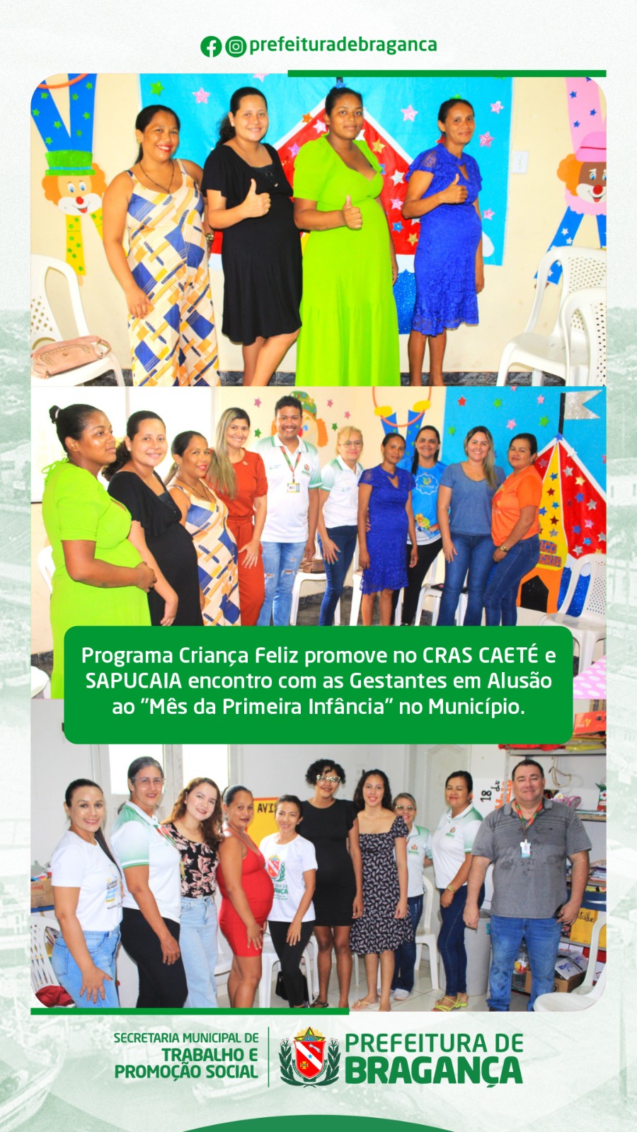 PROGRAMA CRIANÇA FELIZ PROMOVE ENCONTRO COM AS GESTANTES EM ALUSÃO AO MÊS DA PRIMEIRA INFÂNCIA.