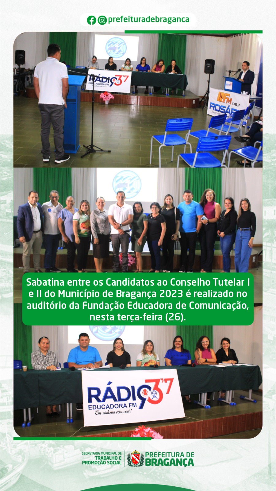 SABATINA ENTRE OS CANDIDATOS AO CONSELHO TUTELAR I E II DO MUNICÍPIO DE BRAGANÇA 2023.