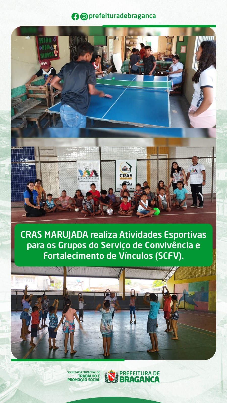 ATIVIDADES ESPORTIVAS PARA OS GRUPOS DO SCFV DO CRAS MARUJADA
