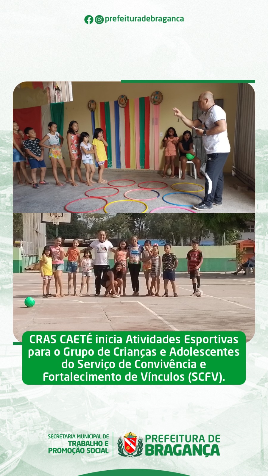 CRAS CAETÉ INICIA ATIVIDADES ESPORTIVAS PARA O GRUPO DE CRIANÇAS E ADOLESCENTES DO SCFV.