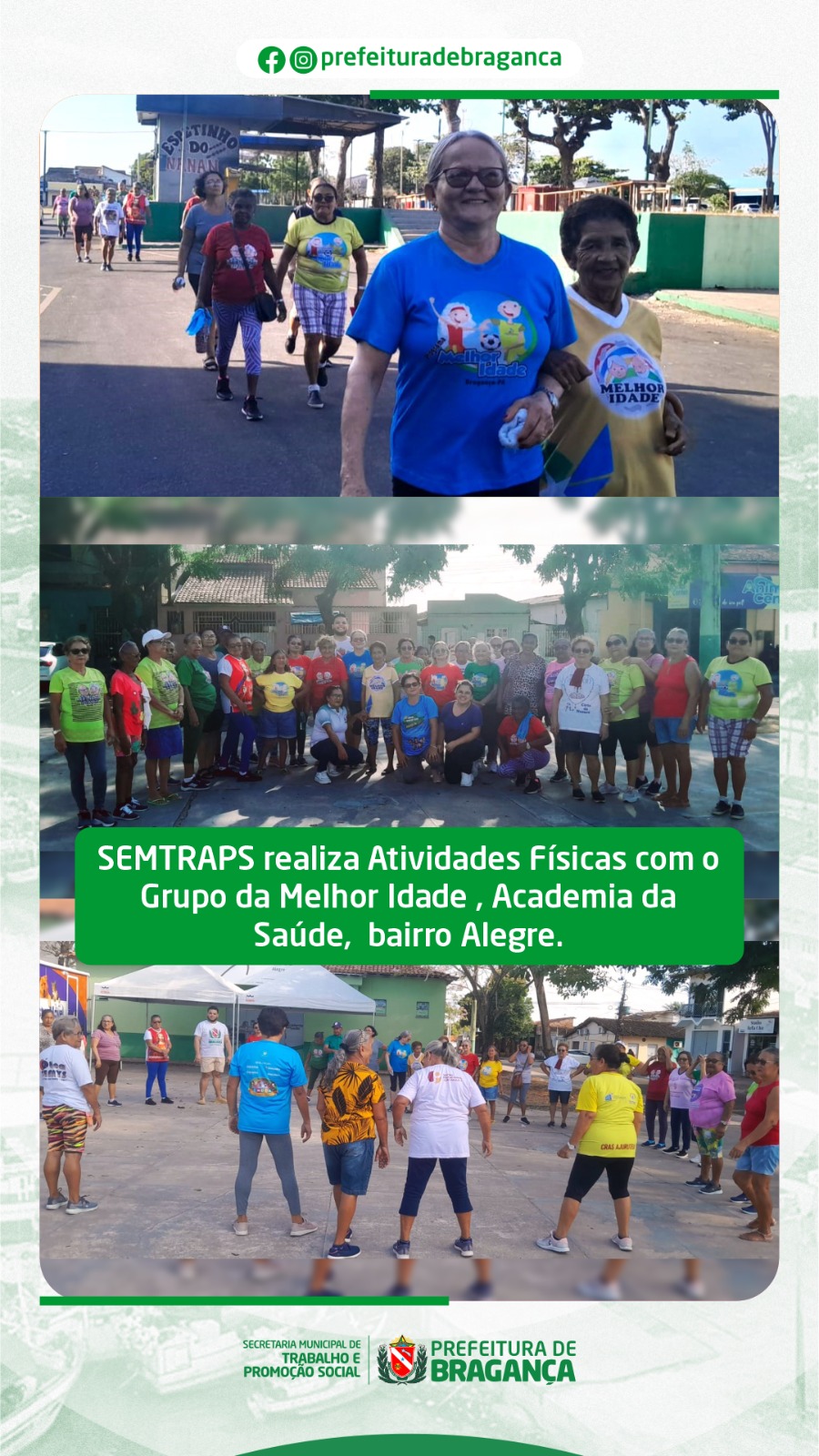 ATIVIDADES FÍSICAS COM O GRUPO DA MELHOR IDADE.