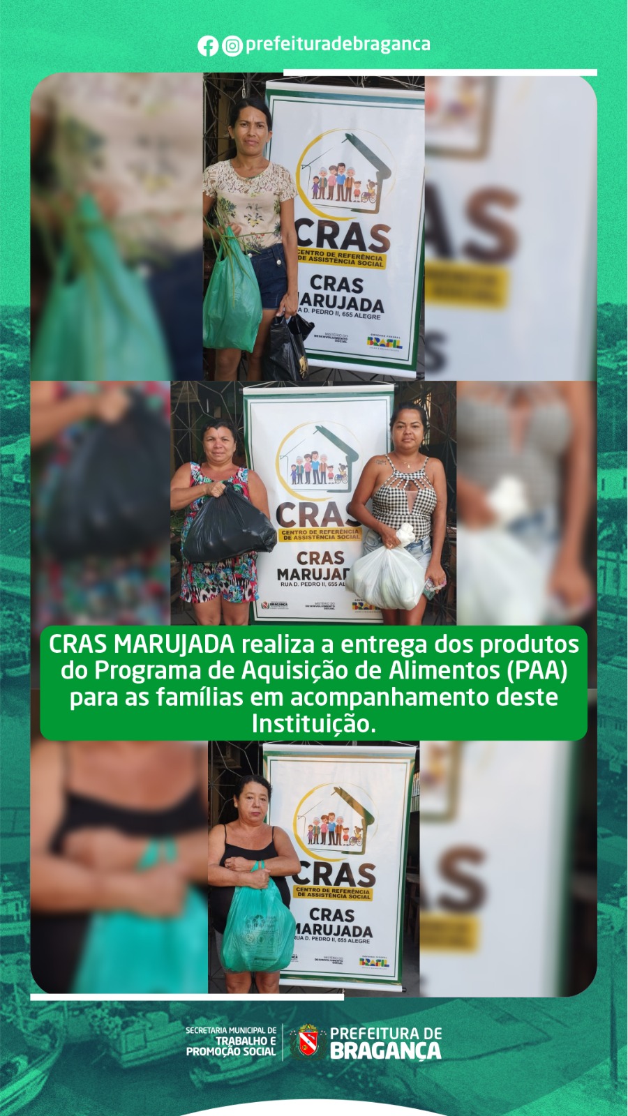 CRAS MARUJADA REALIZA A ENTREGA DOS PRODUTOS DO PAA PARA AS FAMÍLIAS EM ACOMPANHAMENTO DESTE INSTITUIÇÃO.