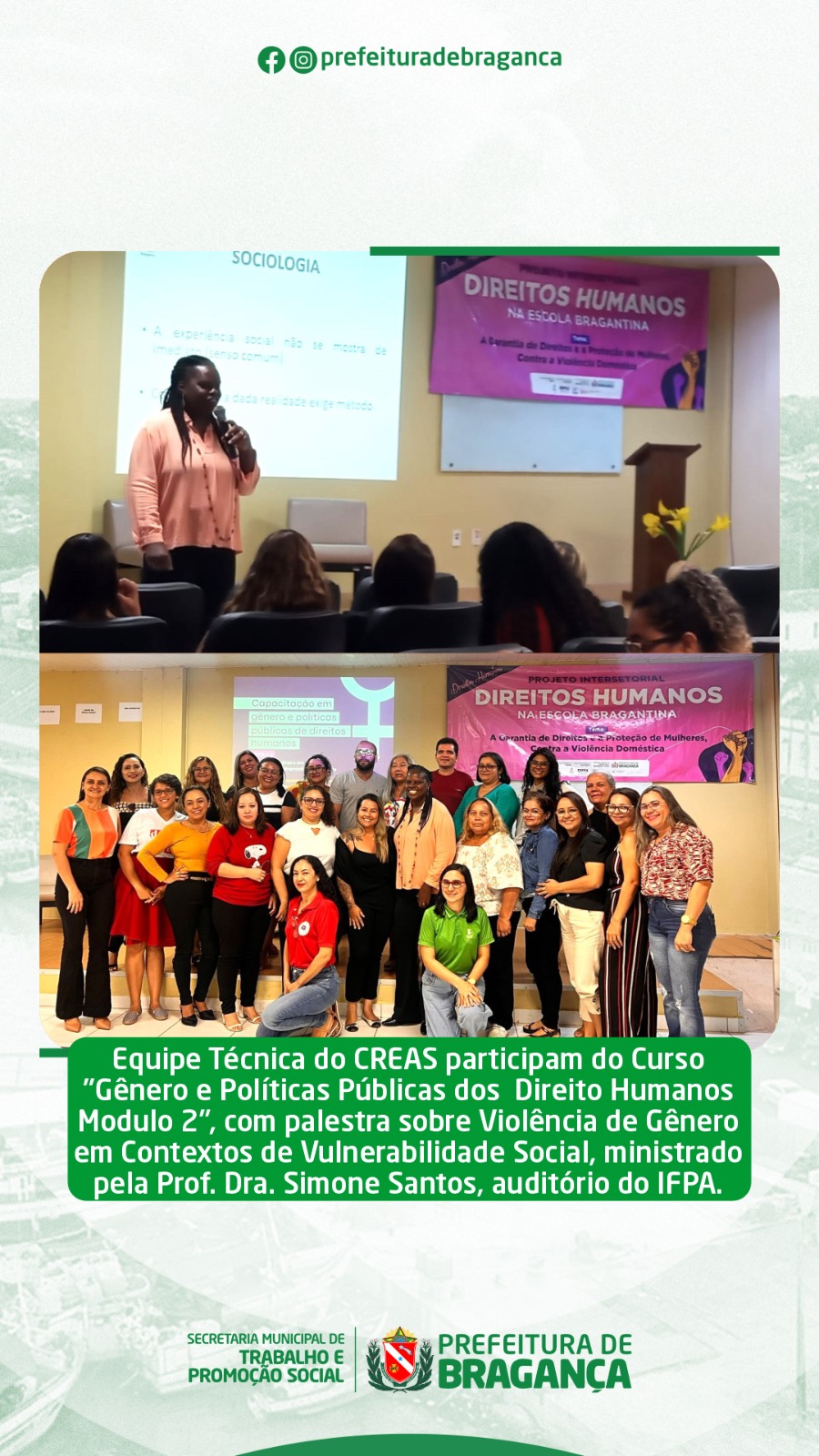 EQUIPE TÉCNICA DO CREAS PARTICIPAM DE CURSO.
