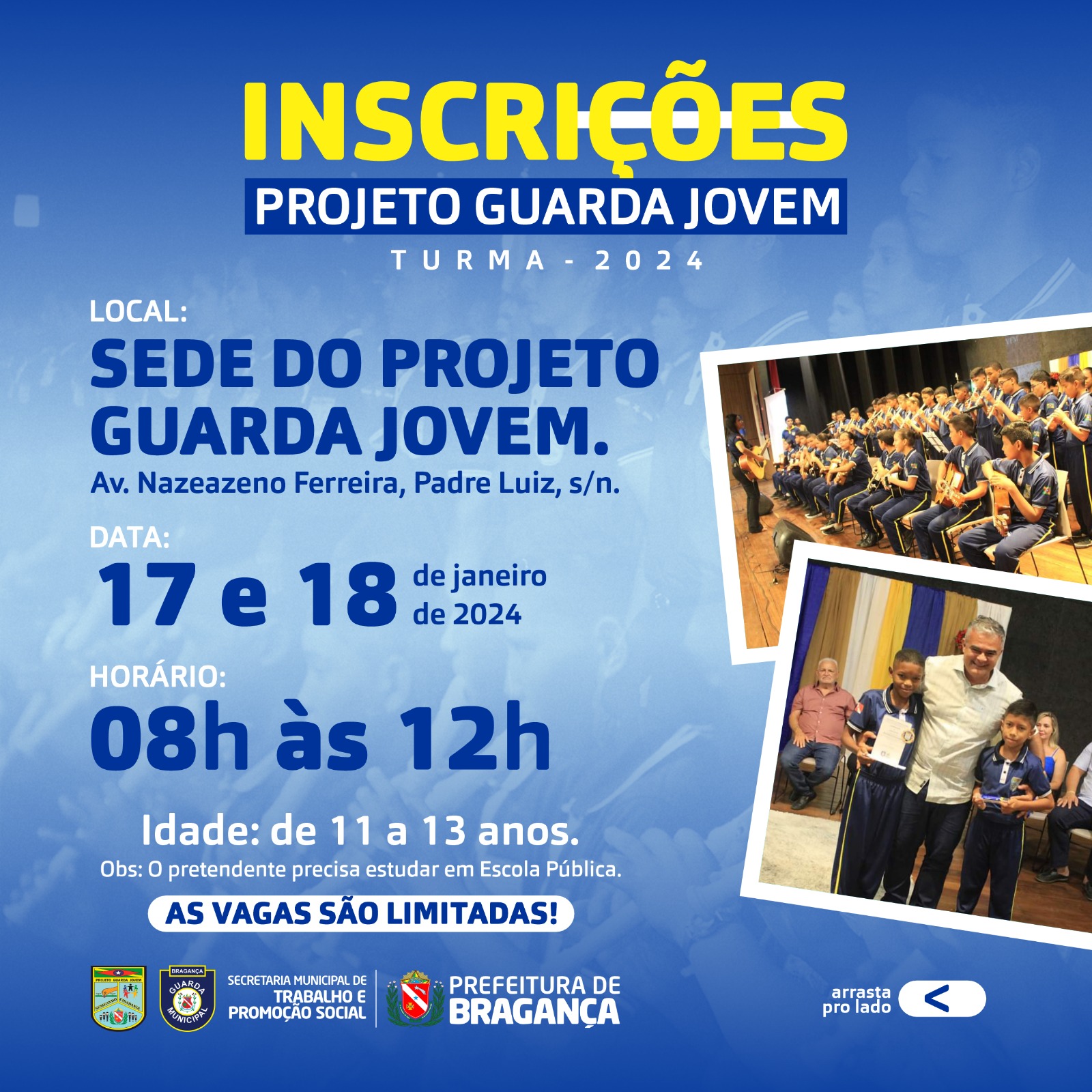 INSCRIÇÕES PROJETO GUARDA JOVEM TURMA – 2024